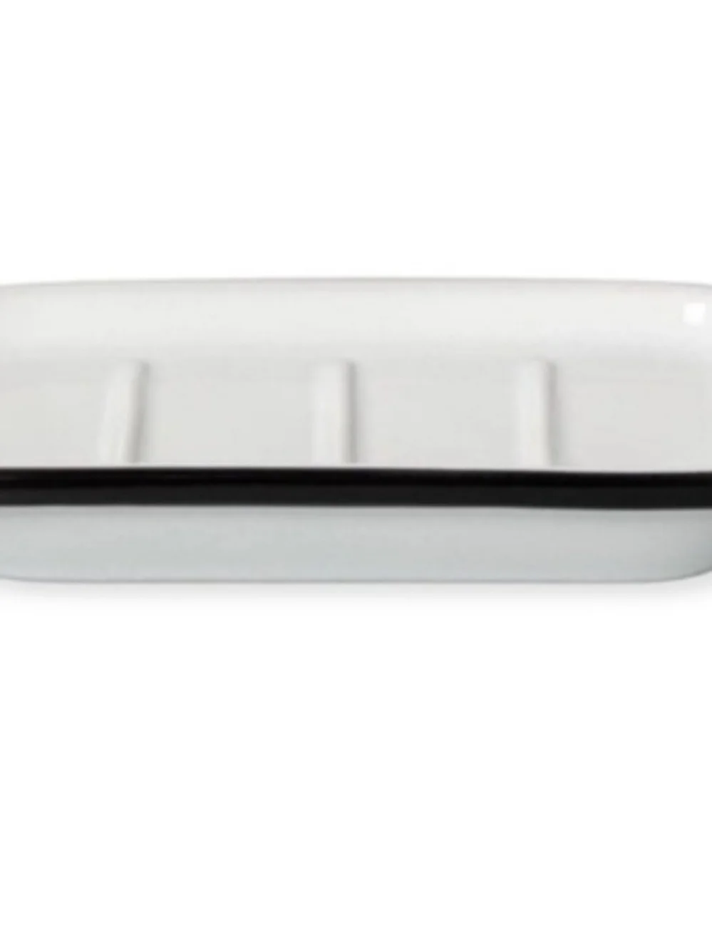 Hearth And Hand Farmhouse White Enamel Soap Dish with Black Rim Set Of 2